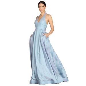 NWT! Shimmering Fitted Bodice Halter top full floor length Skirt Gown Size 11J